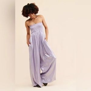 Free People: Julie Metallic Strapless Jumpsuit